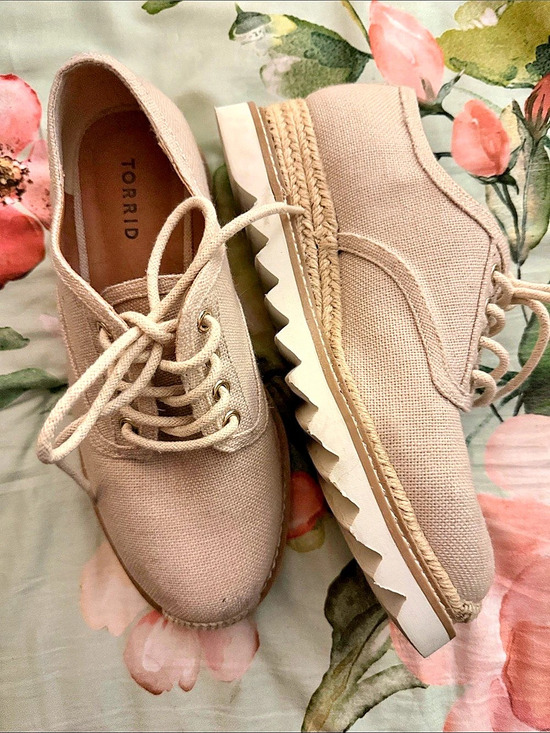 torrid Shoes - Torrid Espadrille Platform Lace-Up Sneakers Platform Sneakers in beige